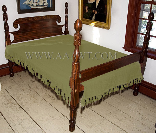 1830's Painted Bed, angle view